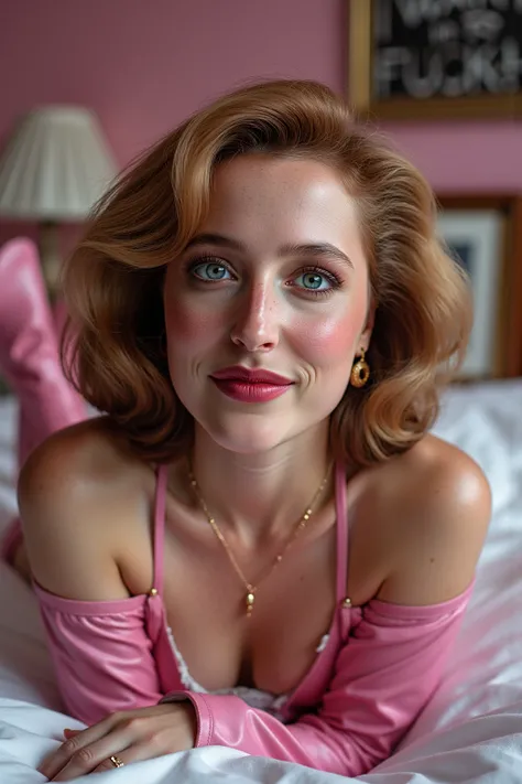 A woman 35 years, a A hyper-realistic photo of Gillian Anderson as Dana Scully, featuring a beautifully detailed face with captivating eyes and a serene expression, The image showcases her natural beauty, focusing on her flawless skin and delicate features...