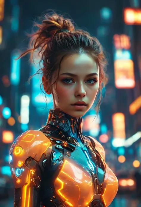 Detailed portrait cyberpunk (sks person), futuristic neon reflective wear, sci-fi, robot parts, ismail inceoglu dragan bibin hans thoma greg rutkowski alexandros pyromallis nekro rene margitte illustrated, perfect face, ((tattoo)), , matte skin, pores, wri...