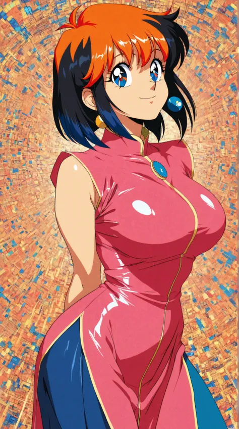 best quality, illustrator anime, style retro classic, super busty anime waifu in cubism art style, multi-colored, vivid colors, 8k, absurdes, hi-res, ultra-detailed, trillions of pixels, photorealism, arms behind back, big eyes, ulzzang 