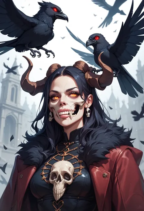  skull crow full of eyes