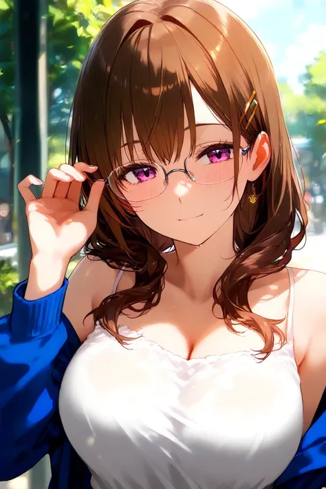 brown hair anime girl with glasses