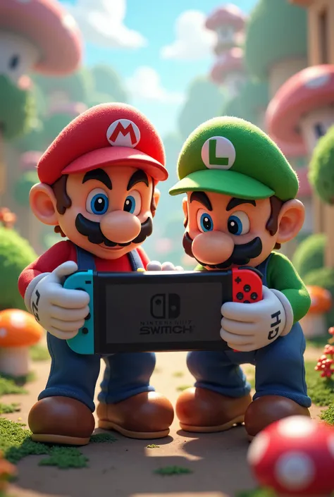 Mario Bros playing with a Nintendo Switch 