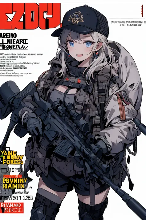 (best quality ), a girl have one rifle with her hand , Platinum color hair , The dreamer wants purplish blue eyes , medium , Lori will do it, (masterpiece:1.2, best quality ), (Beautiful detailed depiction : 1.2), ( beautiful detailed face ), ( small Breas...