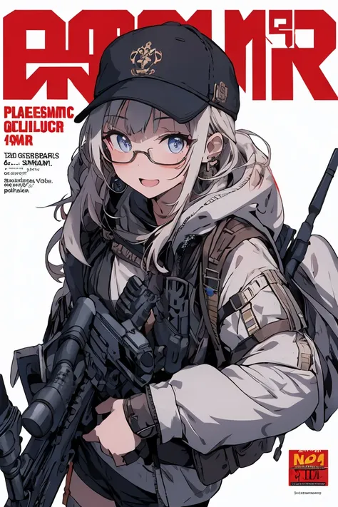 (best quality ), a girl have one rifle with her hand , Platinum color hair , The dreamer wants purplish blue eyes , medium , Lori will do it, (masterpiece:1.2, best quality ), (Beautiful detailed depiction : 1.2), ( beautiful detailed face ), ( small Breas...