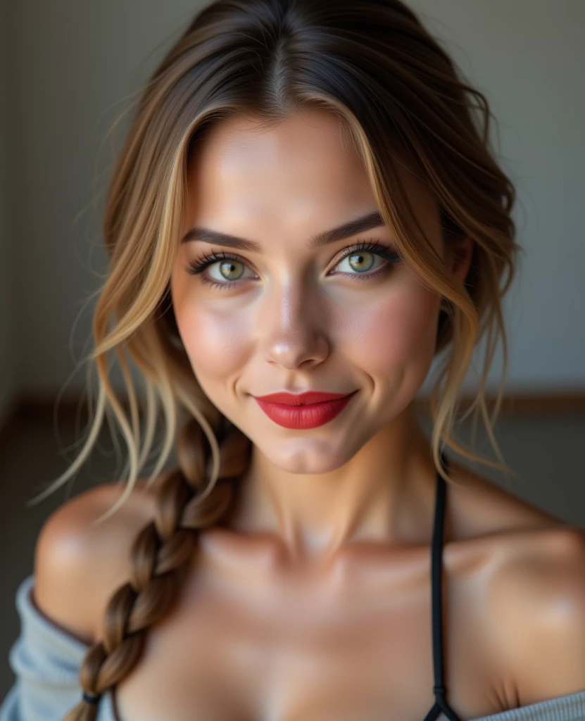 (Masterpeace,  high quality, high resolution,  realistic photo,  photography),  Beautiful slavik woman , age from 25 to 30 years old ,  full face photo ,  with light eyes,  beautiful and detailed face ,  cute smile,  great detail of face.  Great detail of ...