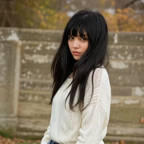 Girl with black hair and bangs