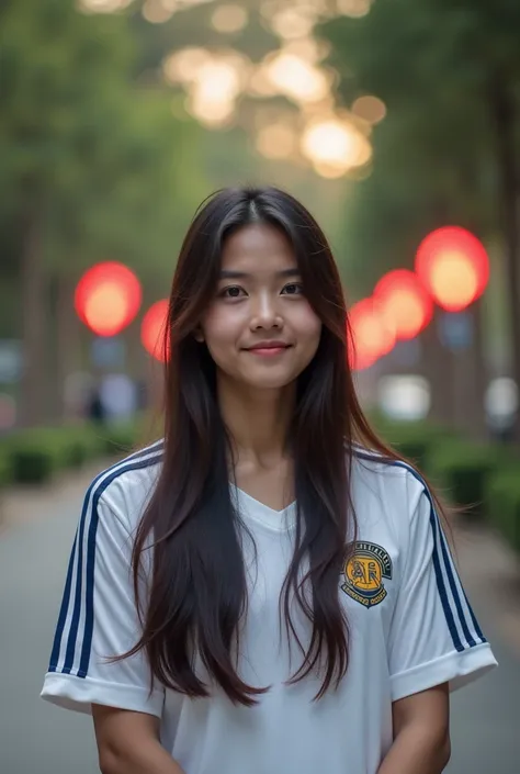   best mobile wallpapers Award-winning portrait wallpapers, the front view is a vertical image., All photos  ,    Southwest Asian girl with a round face   ,Age 25 years,   White Football Sports Shirt with Dark Blue Stripe, Graphic Print , "Artueam 90s," , ...