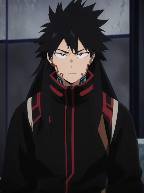 (masterpiece, best quality, anime, anime coloring:1.3, superhigh res). 29yo, 1man, sexy, handsome, male. ((A broad-shouldered Native American man with long black hair. Wears a red and black combat suit with reinforced bracers.))

My Hero Academia character...