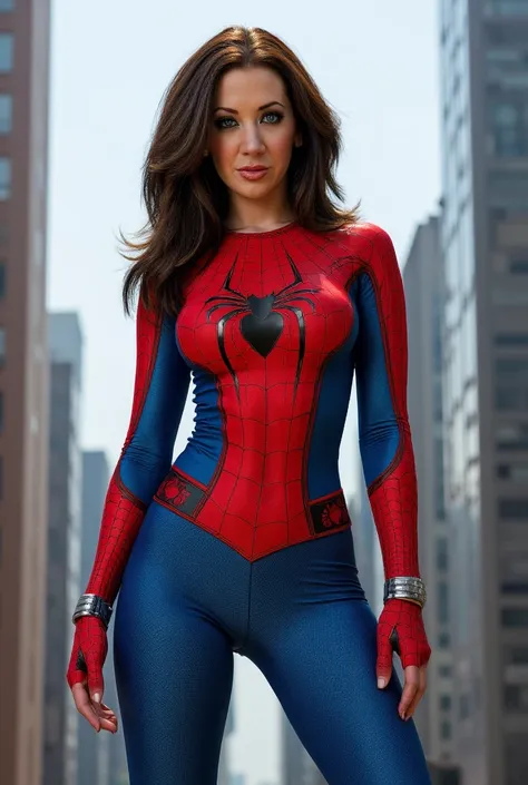 a beautiful woman dressed as Spiderman 