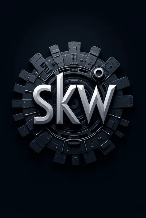  logo with a technical and detailed style for "SKW" With the phrase Industrial Automation",  incorporating elements that refer to automation ,  as gears , industrial circuits and components . 