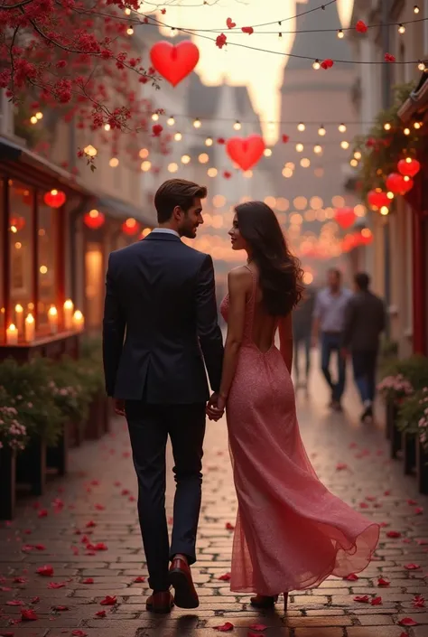  Couple vacationing on Valentine's Day in Bruges.  Woman extremely sexy .   Romantic atmosphere .  