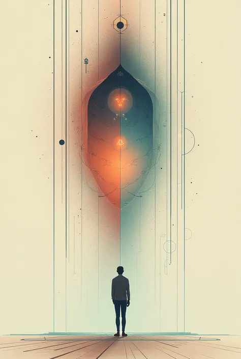 Simplistic illustrations that represent the words hidden world inside and outside, wisdom. Without a silhouette 