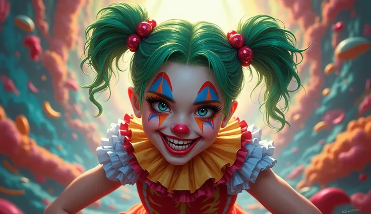 A beautiful and exuberant Joker clown girl 