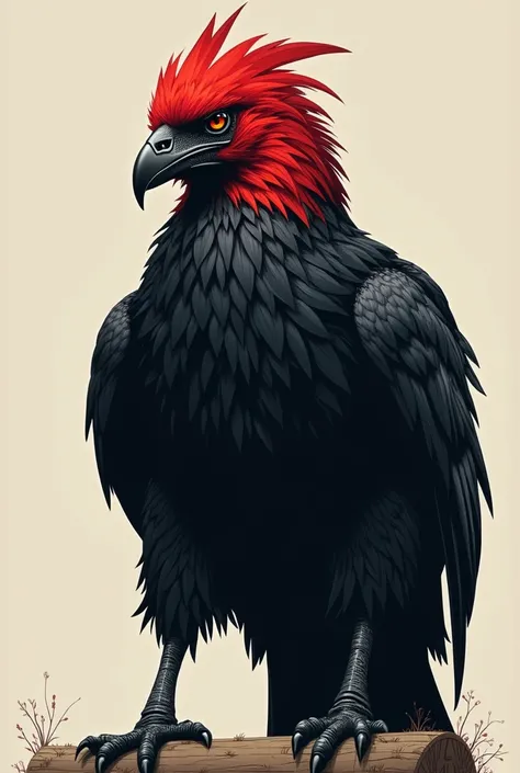 Illustrative image of a black bird with a red head of the soldier species that represents strength 