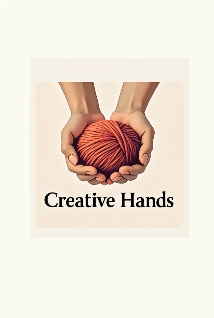 Create a logo for a business where the name is creative hands and has an image showing hands with a ball of wool