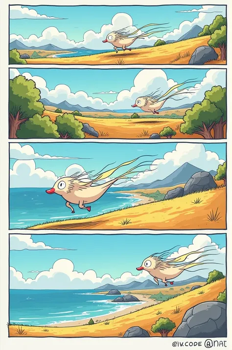 The wind is walking around the world .  A picture in six different consecutive comic-style versions 