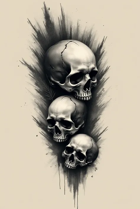  Create a tattoo on the forearm that contains skulls, Shadows, brush effect and make it more minimalist 