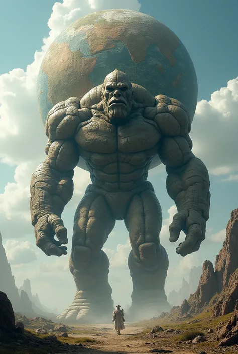 Draw a giant that looks like a golem leading a continent