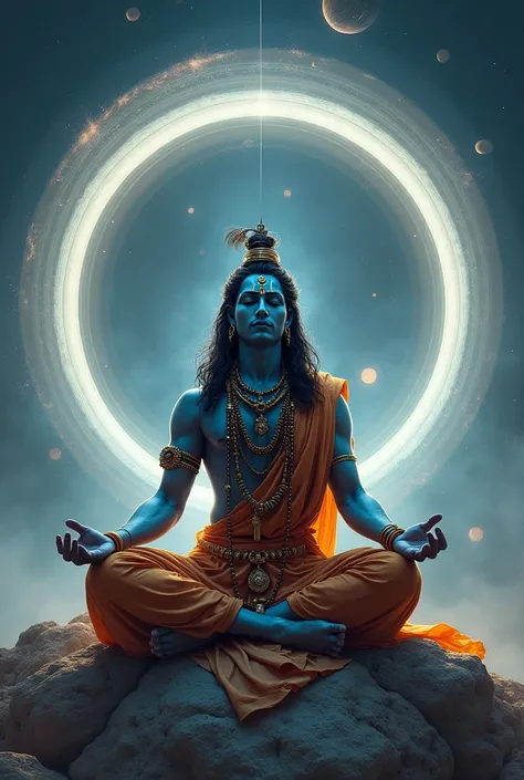 Lord Shiva practicing yoga in the rings of Saturn