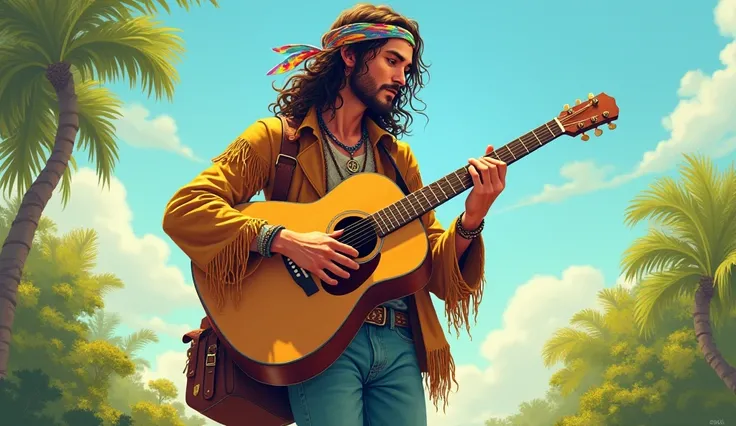 Hippie guy with a guitar