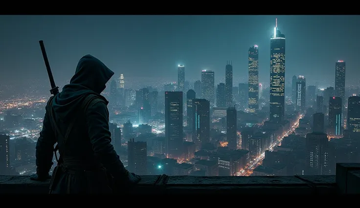   night view of the city with city view from the roof,  Dystopian city skyline at night ,  Cyberpunk city background ,  Very realistic cyberpunk city ,  Cyberpunk city background ,  Cyberpunk city background ,  Cyberpunk city background , with a picture of...