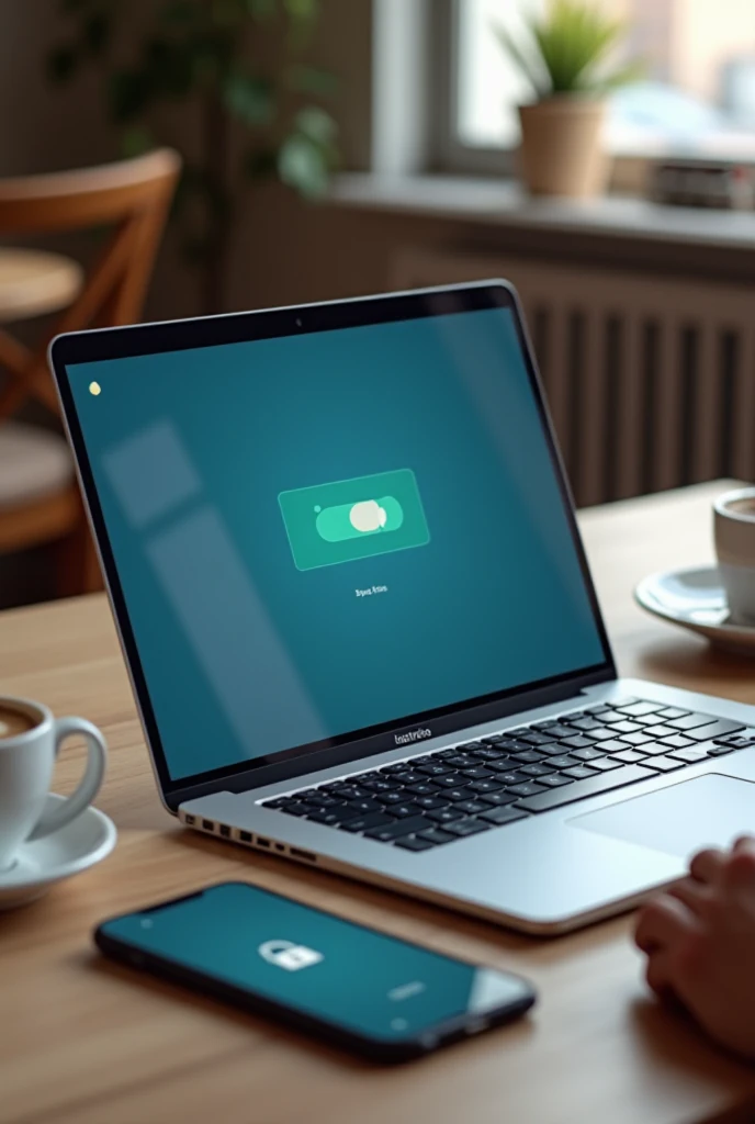 Imagine a background image that presents an elegant and cozy composition in an indoor environment,  ideal to convey comfort and security .  Here are the details :

Items in the image :

A young man with an open blue computer that is positioned on a light w...