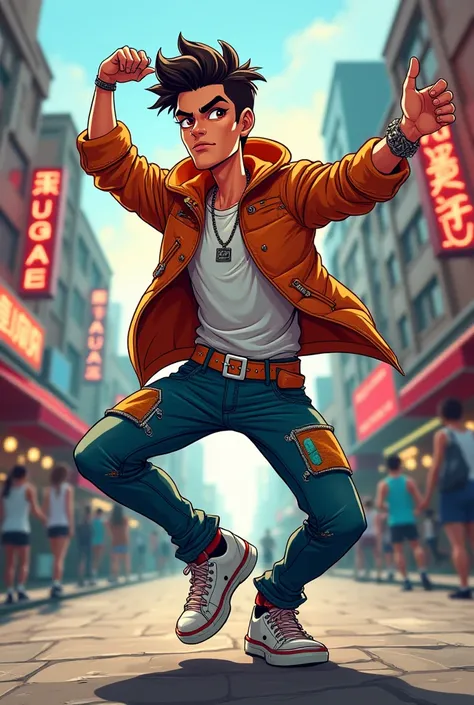 Cartoon hot guy street dancing 