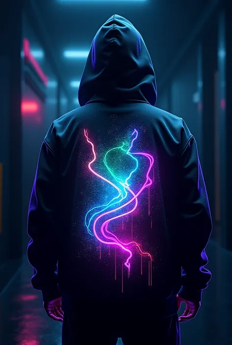 Neon colors on the back of a hoodie
