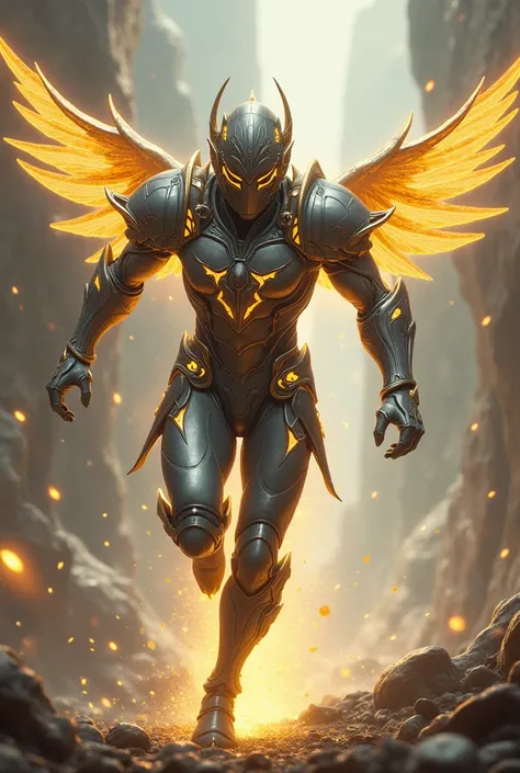 DnD speedster wearing silver kettle helmet with gold wings