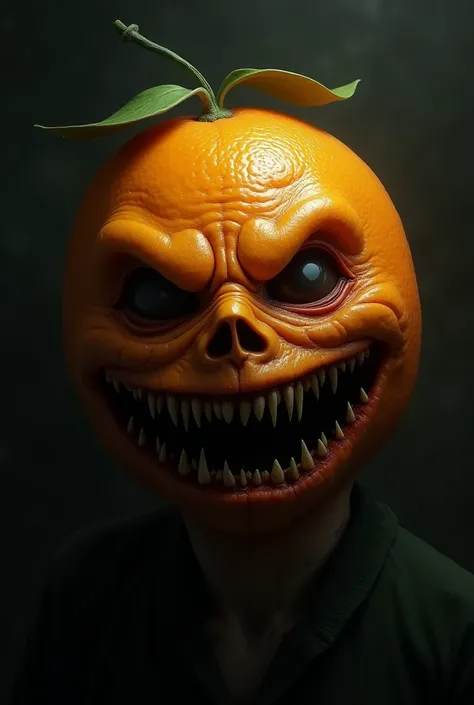 Create an orange with a scary face 