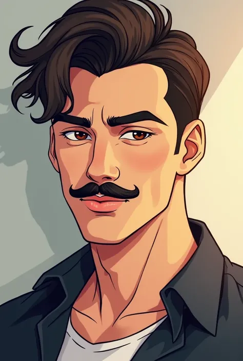 a cartoon image of a man with a mustache and a mustache, anime portrait of a handsome man, face anime portrait,  digital anime illustration , anime style portrait , In an anime style , anime character portrait, 2d portrait, Lofi Portrait, anime portrait,  ...