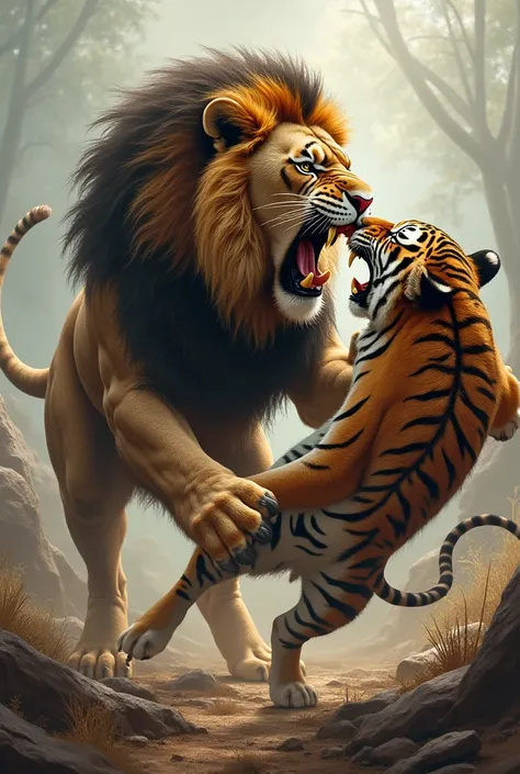 Lion versus with tiger 