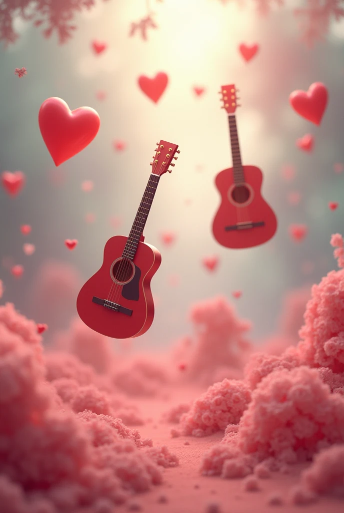 Floating hearts and guitars