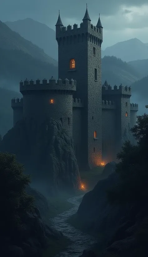 dusky medieval fort illustration 