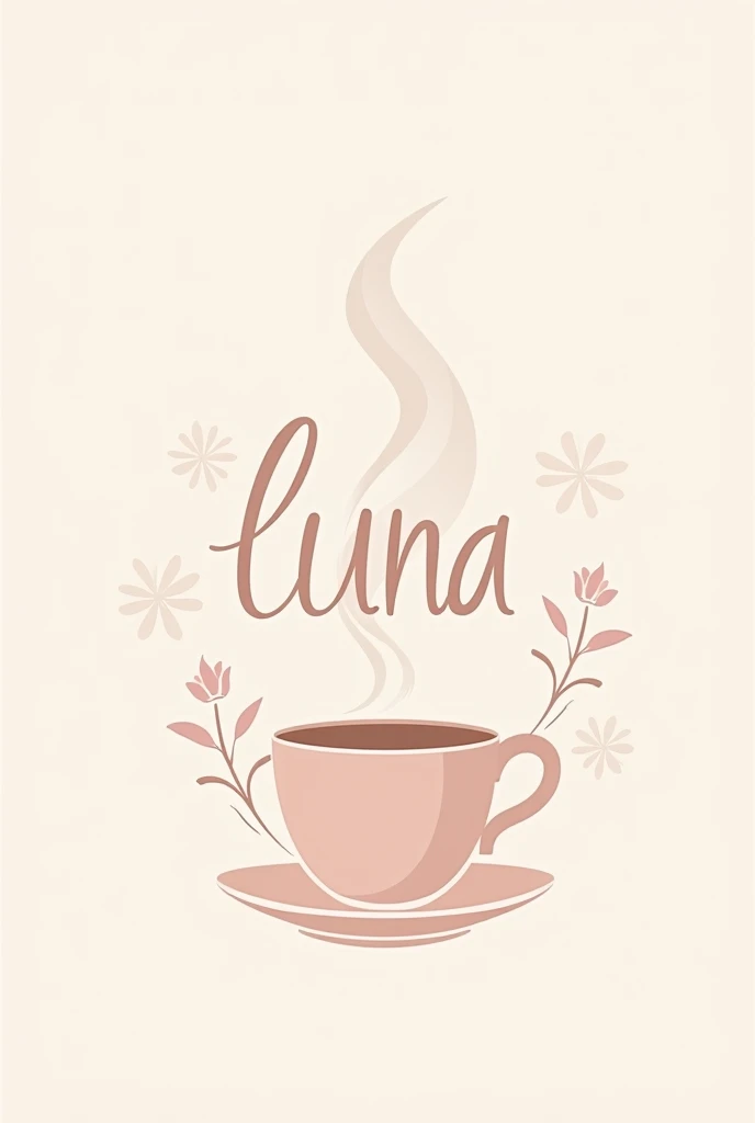 A logo that says Luna in pink coffee with modern flowers 