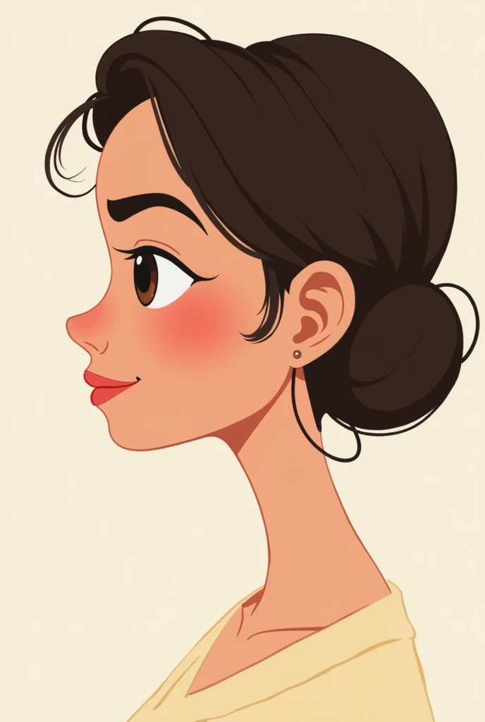 girl, adult, side face, profile,  expression would be , cartoon