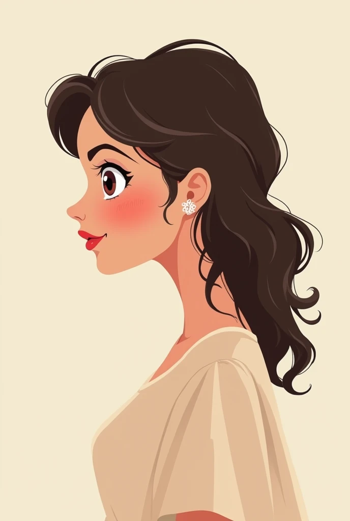 girl, adult, side face, profile,  expression would be , cartoon