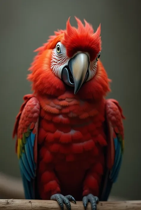 Tired red parrot from repeat the same thing