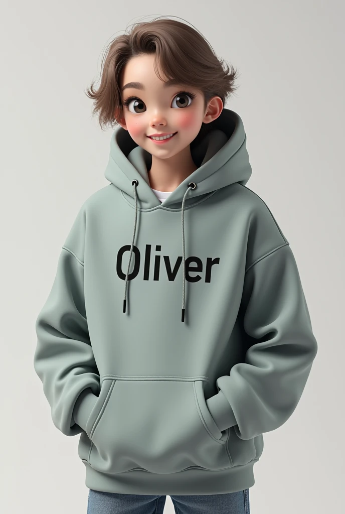 make a zip-free hoodie with the name OLIVER on the front and back