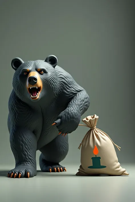 A bear pulling an investment bag candle 