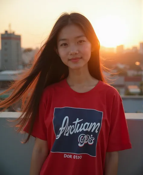   best mobile wallpapers Award-winning portrait wallpapers, the front view is a vertical image., All photos  ,    Southwest Asian Girl With Round Face  ,Age 25 years,  T-shirt in red and white with a dark blue print, with graphic pime, " Artueam 90s," Brig...