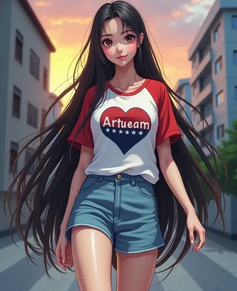   best mobile wallpapers Award-winning portrait wallpapers, the front view is a vertical image., All photos  ,    Southwest Asian Girl With Round Face  ,Age 25 years,  T-shirt in red and white with a dark blue print, with graphic pime, " Artueam 90s," Brig...