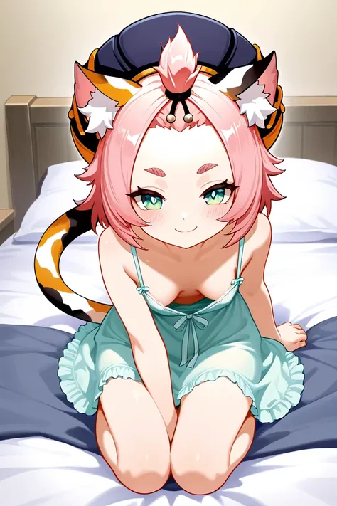 high resolution picture, masterpiece, best quality, amazing quality, official art, solo, 1girl,  diona from Genshin Impact, 1girl, zzDiona, green eyes, hair ribbon, pink hair, short hair, animal ears, cat ears, animal ear fluff, cat girl, short hair, bangs...