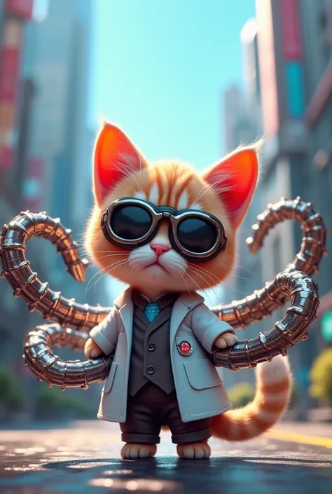 Cute cat version Doctor Octopus with metal tentacles  Marvel version 3D