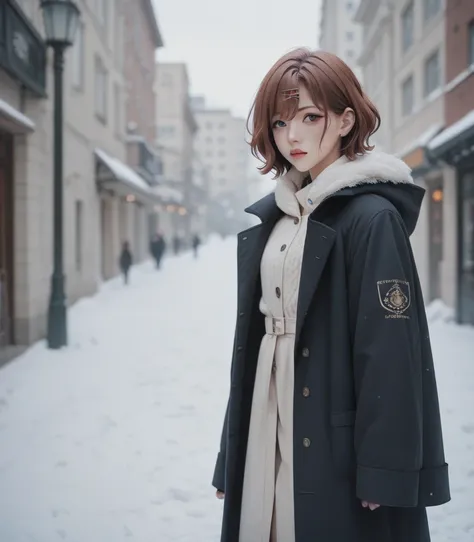 1woman, Higuchi Madoka. Coat. Snow