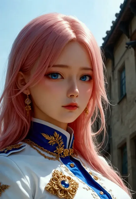 (finely Details beautiful eyes and Details face,masterpiece sidelighting,masterpiece, best quality, Details, high resolution),, ( 1 girl in the best,whole body,Bishoujo Town , shiny skin , Look Down, watch viewers),, ( pink hair with a scar,blue eyes,...