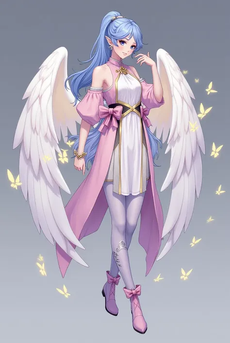 ## ** character :  Women's Honeymoon **

** Style :**  Modern and classic , với hiệu ứng hồn hoàn  Flying around the body .

### **1. Costumes**
- **innovative tunic:**  Light pink and blue ,  makes feel Elegant and feminine ,  with wing pattern butterflie...