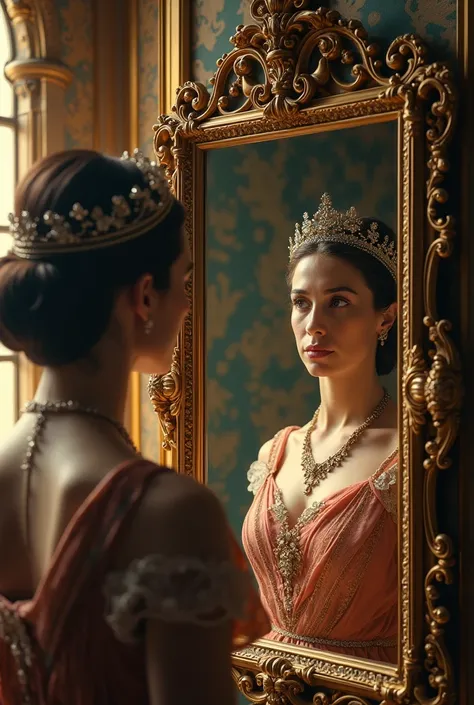 The Queen looks in the mirror 