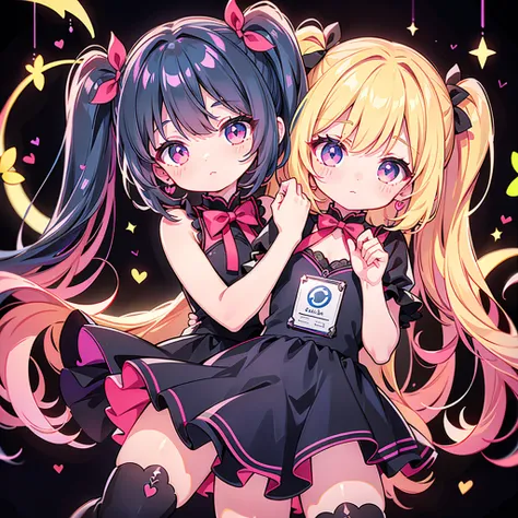 1succubus、 pretty face、Baby Face、((( best detail 、 best quality、 Top Masterpieces、 Award-winning work 、 more details、 high definition 、CG)))、cute black pleated skirt dress、 twin tails、 droopy eyes 、The tip of the tail is heart-shaped、 red long boots、Neon O...