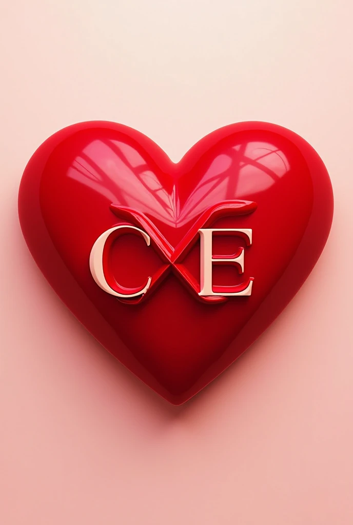  Create an image of a heart with the letter c and another with the letter e, And in between an infinity sign 